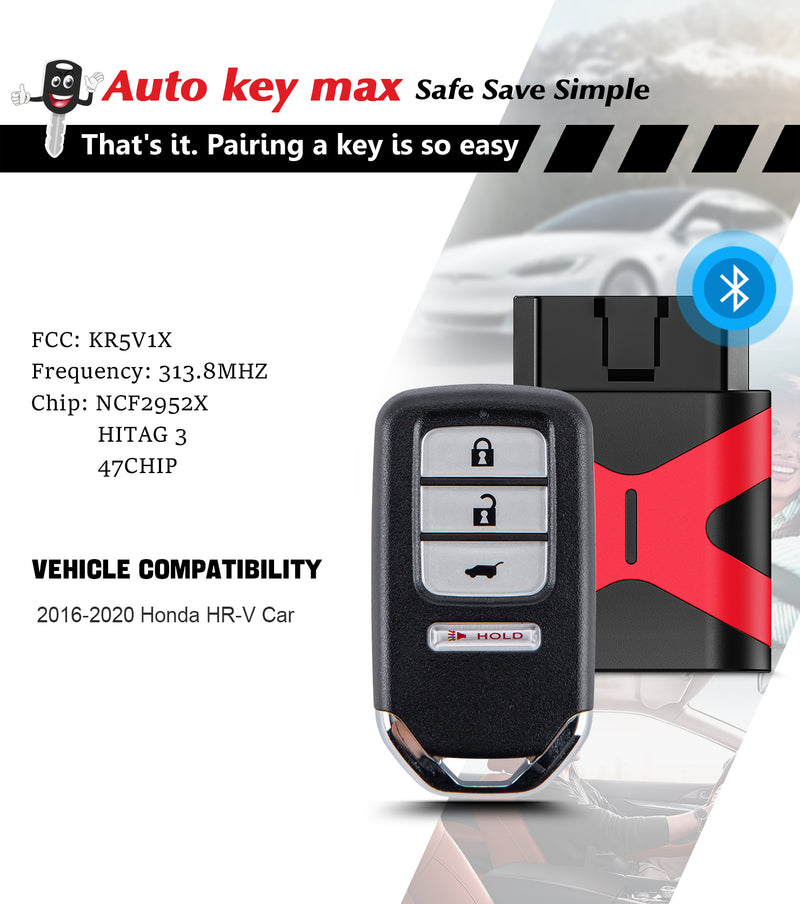 Simple Key Fob OBD Programmer Kit Replacement for 2016 - 2020 Honda CRV Remote Key SKU: KPRO+H4RD-1KR5V1X