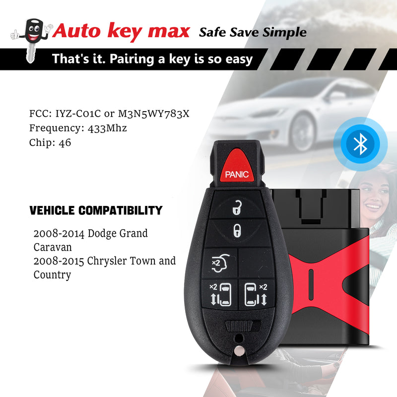 DIY Programmer Kit for 2008-2012 Dodge Country Caravan Remote IYZ-C01C SKU: KPRO+D6RA