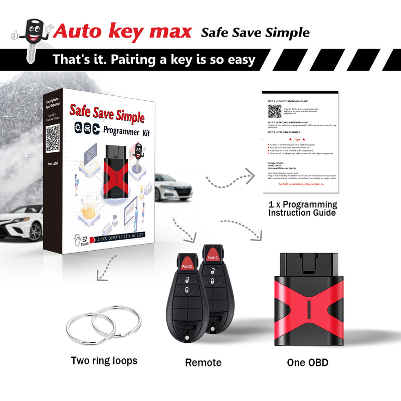 ALL KEY LOST DIY Programmer Kit for 2013-2017 Dodge RAM Remote GQ4-53T SKU: KPRO+D3RC