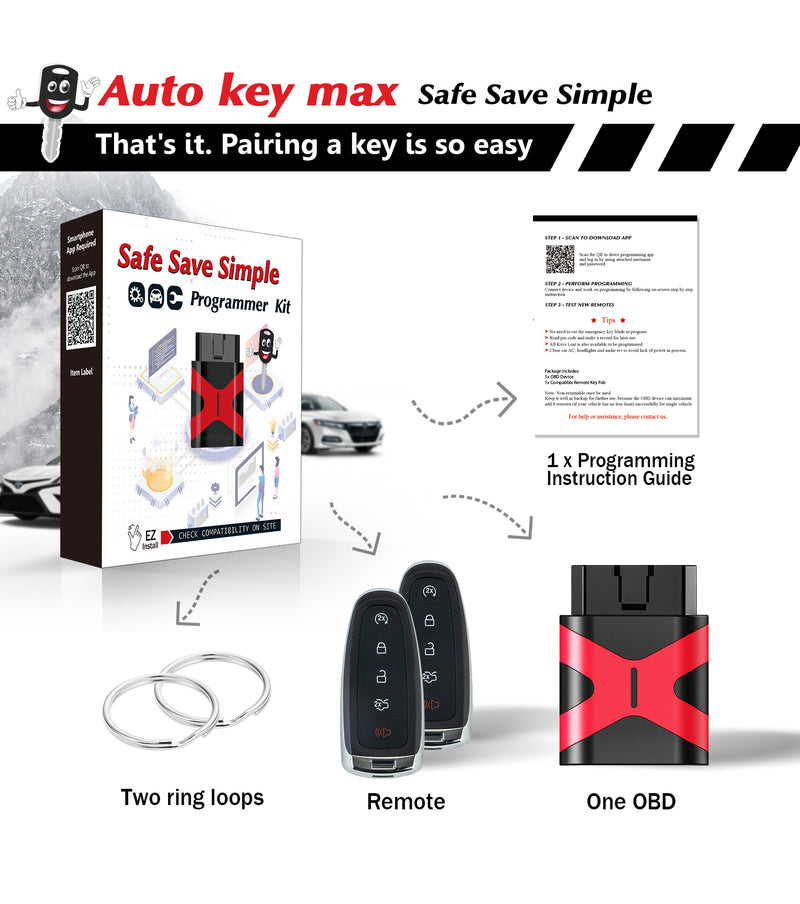 Car Key Fob Programmer Kit, Compatible with Ford Edge Escape Expedition C-MAX 2013-2018,  M3N5WY8609 with 46 Chip SKU: KPRO+F5RB-1