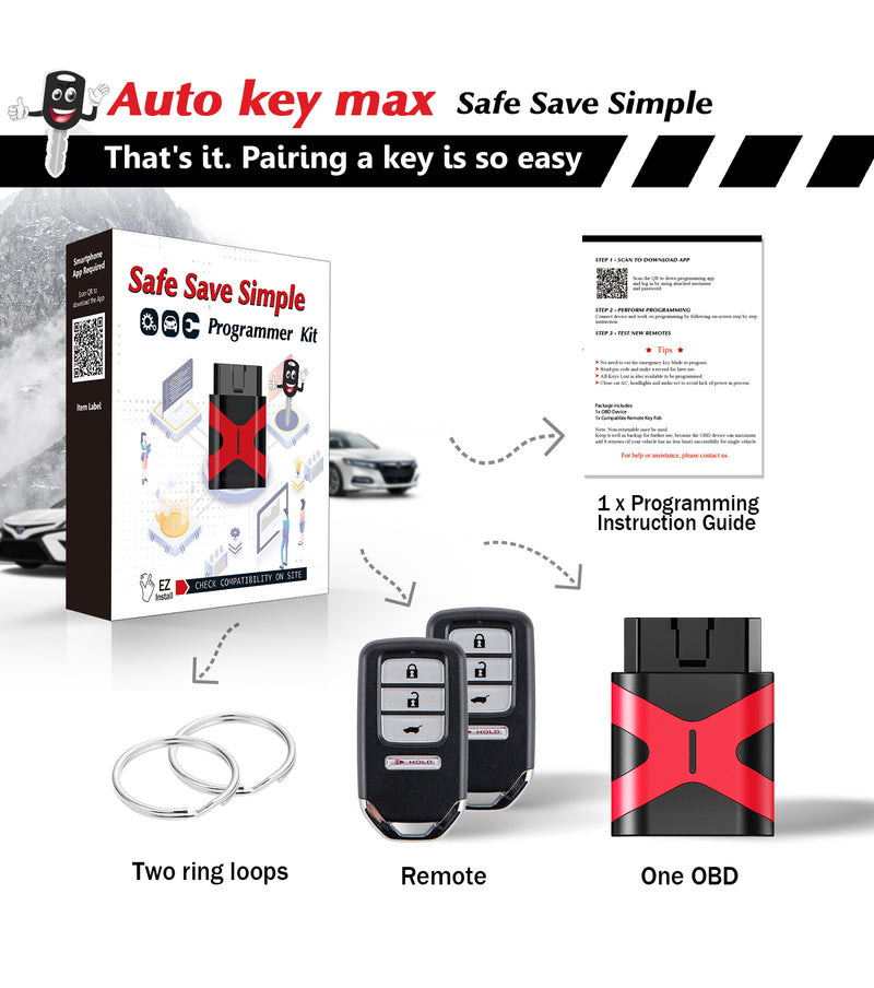 Simple Key Fob OBD Programmer Kit Replacement for 2016 - 2020 Honda CRV Remote Key SKU: KPRO+H4RD-1KR5V1X