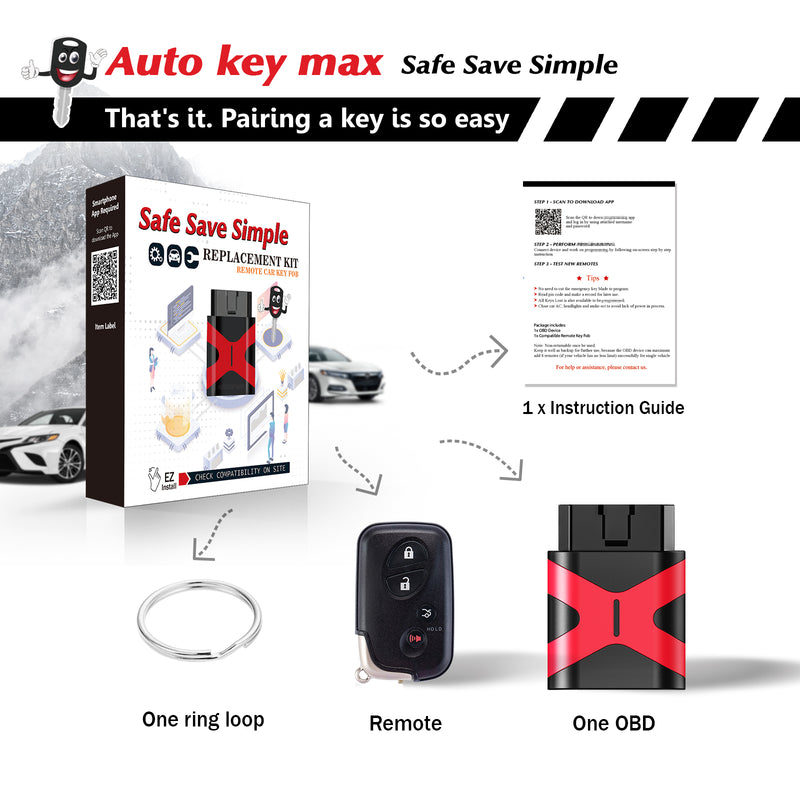 Replacement Car Keys and Fob Programmer Kit for 2009-2012 GS350 / ES350 / IS250 IS350 Smart Remote HYQ14AAB 281451-3370